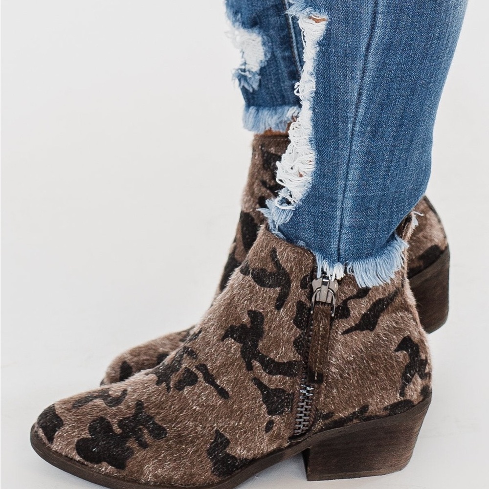 Very G Furry Brown and Black Ankle Booties